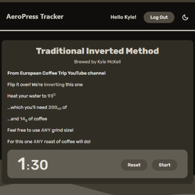 An app to track aeropress brews to make the perfect one!